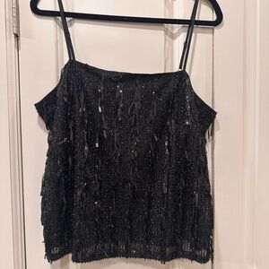 LOFT Black Sequin Top